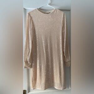 H & M sequined shift dress cream size S